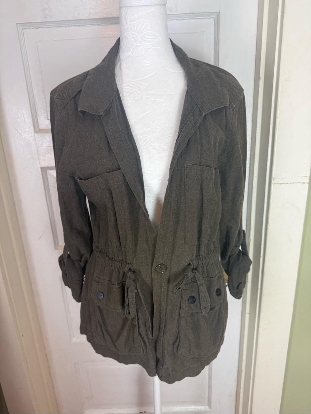 Sanctuary Linen Blend Lightweight Military Style Jacket